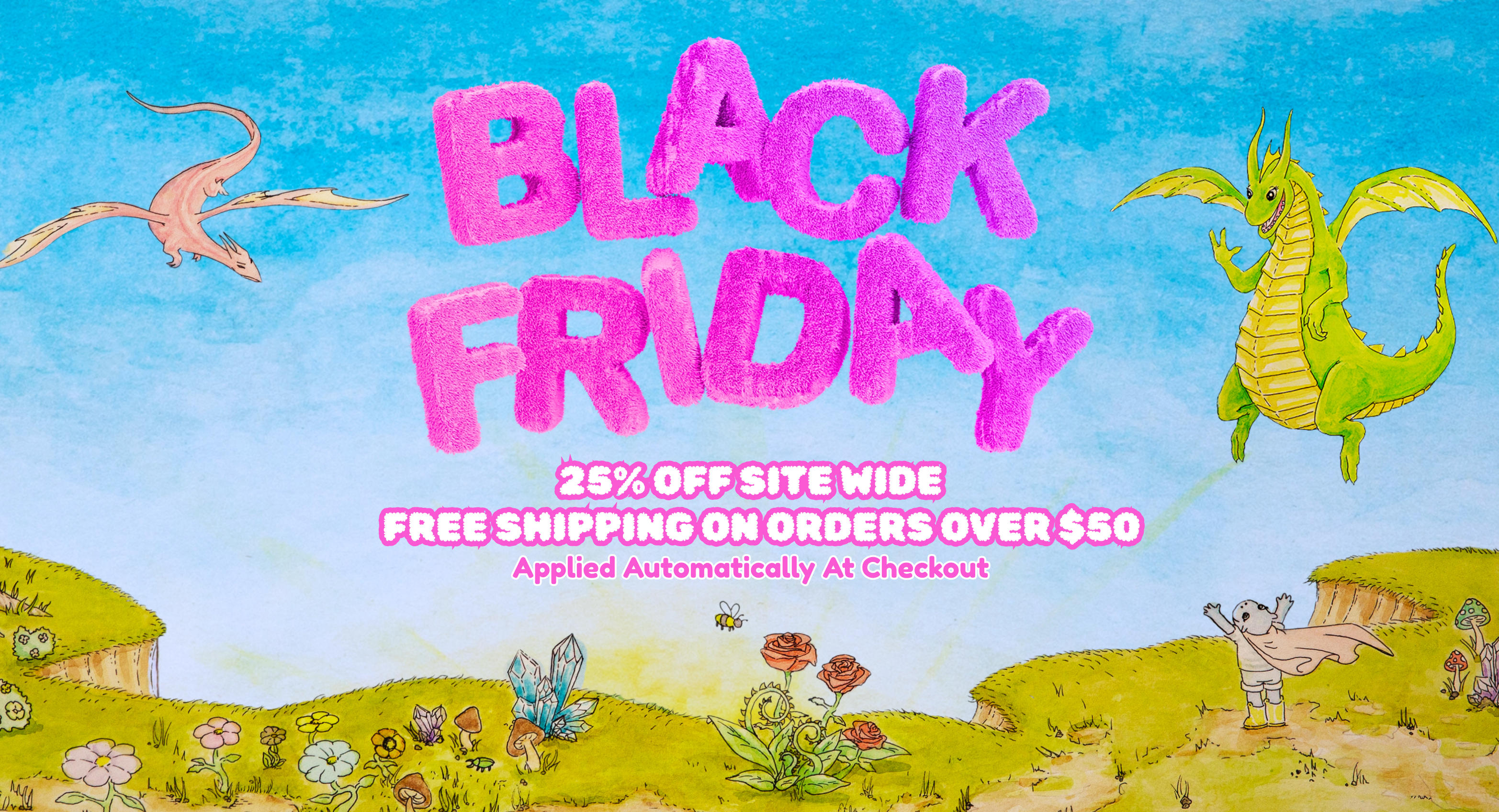 Cartoon landscape with dragons for The Magic Of Sleep Black Fridah Sale